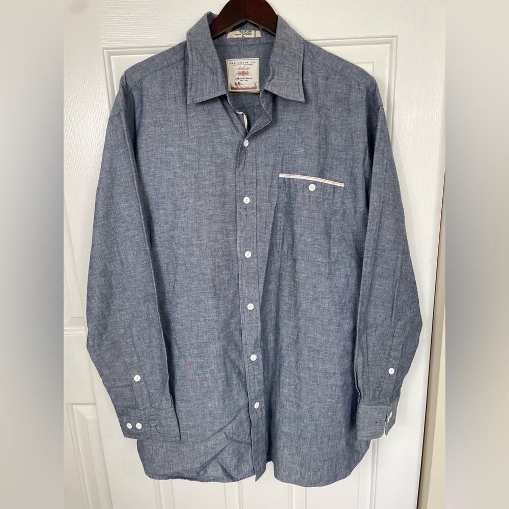 Orvis Shirt Men's XL  Cotton Linen Blend Long Sleeve Botton Up Extra Large